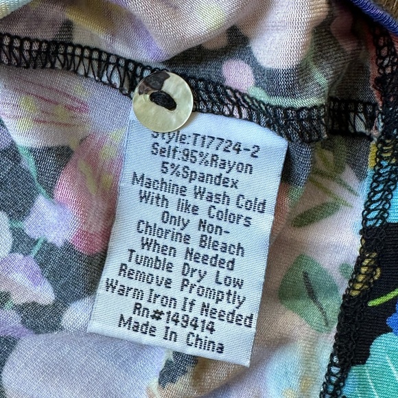 Johnny Was Wild Bloom Flutter Sleeve Henley Tee - Picture 4 of 6